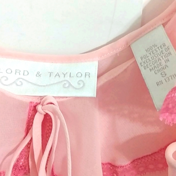 LORD & TAYLOR PINK LACE FLUTTER CHEMISE SIZE SMALL - Picture 7 of 10